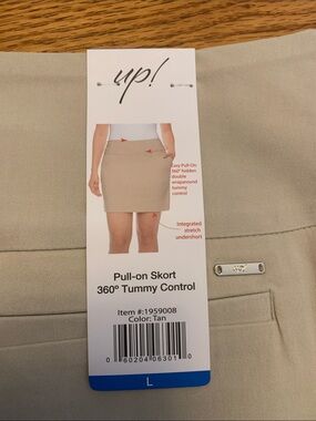 up! Tan Pull-On Skort with 360° Tummy Control